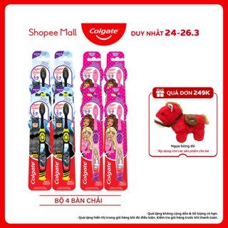 Bộ 4 Bàn chải đánh răng Colgate họa tiết Batman hoặc Barbie dành cho bé