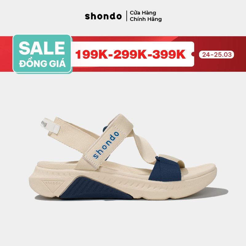 Giày Sandals Nam Nữ Shondo F7 Racing Be Phối Xanh Dương F7R2530
