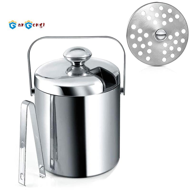 Xô đá có nắp, Xô đá hai lớp có nắp, bằng thép không gỉ, Xô đá cách nhiệt 1,3 lít