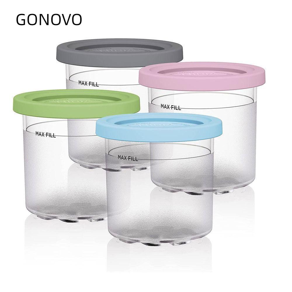 GONOVO 12 / 4 Chiếc Hộp Đựng Kem Tổ Chức Hộp Nhựa Chai Bảo Quản Lọ Cho Ninja Creami Cho Ninja