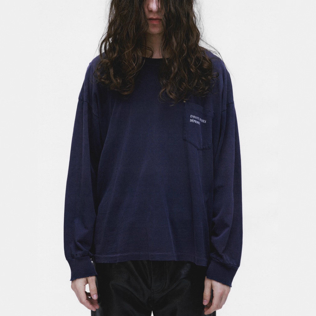 NADM ERD New style distressed rich kid style long-sleeve shirt with washed and frayed slogan print, 