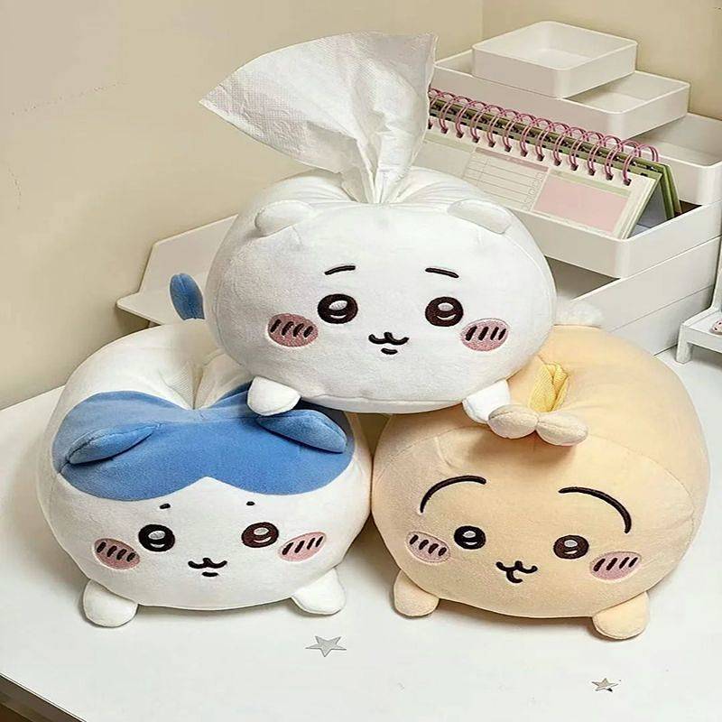 Chiikawa Plush Tissue Box Cute Little Eight USSA Qiji Paper Extraction Box Storage Living Room Car N