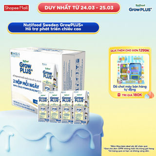 Thùng 24 hộp Sữa Bột Pha Sẵn Nutifood Sweden GrowPLUS+ Cao lớn vượt trội 24 hộp 180 ml