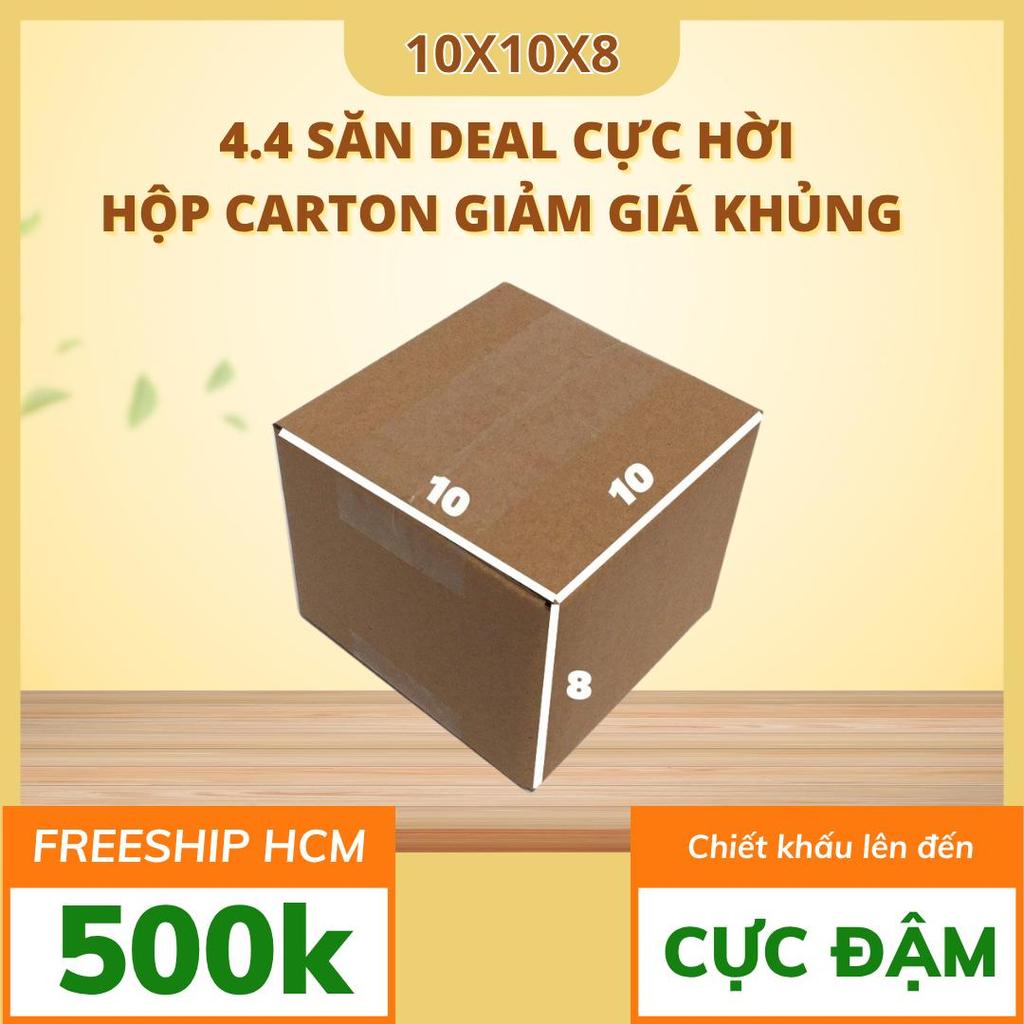 hộp carton 10x10x8 bộ 100 trơn không in