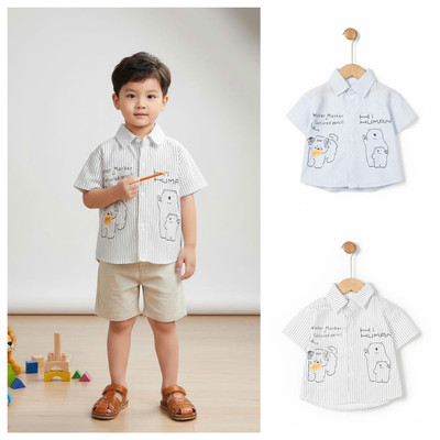 Áo ngắn tay sơ mi bé trai LITIBABY size 2 đến 7 tuổi NH33