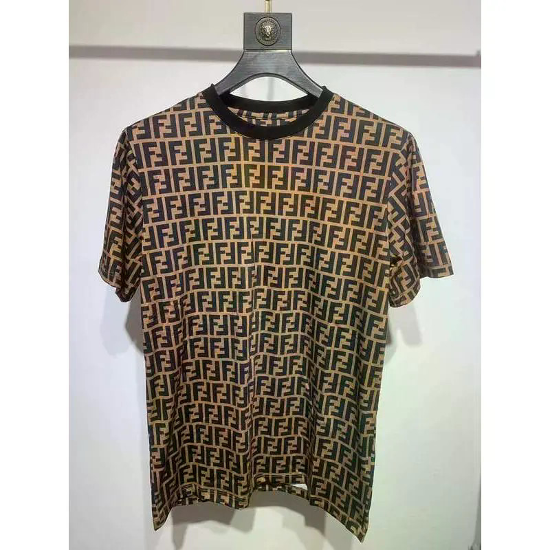 Fendi Áo Sơ Mi Tay Ngắn Họa Tiết Hoa Màu Sắc, Size Lớn