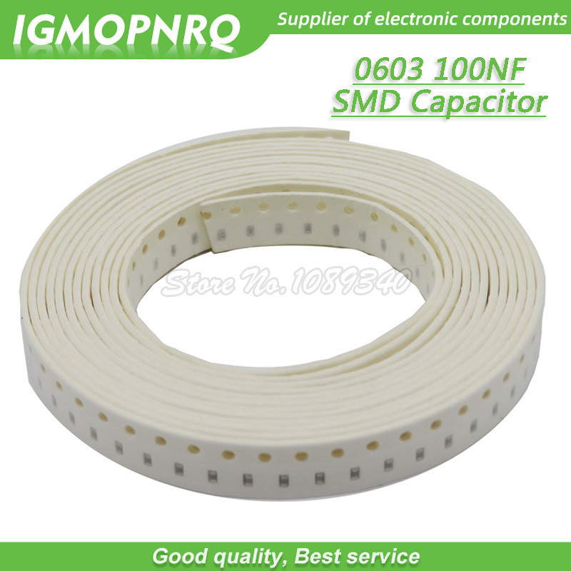 100 Chiếc 100NF X7R Độ Chính Xác 10% 50V 0603 104 SMD Dày Phim Chip Tụ Điện Gốm Nhiều Lớp