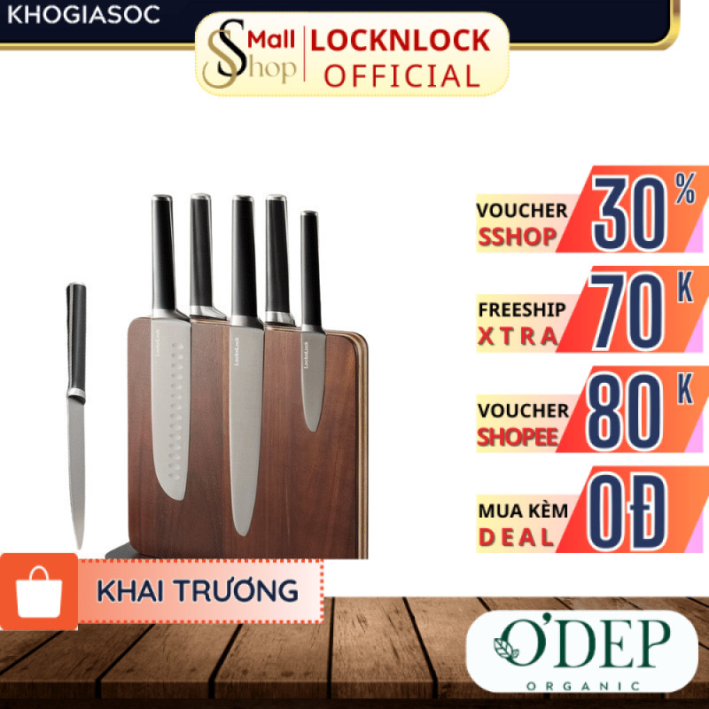 Bộ 6 dao kèm giá đỡ từ LocknLock Magnetic Knife Set CKK804 bằng thép không gỉ - SSHOP SSL
