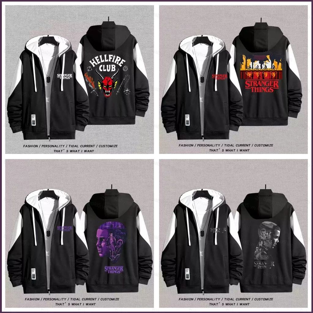 BH5 Netflix Stranger Things Season 5 Hellfire Club anime dây kéo Áo khoác Hoodie Unisex Top BH5