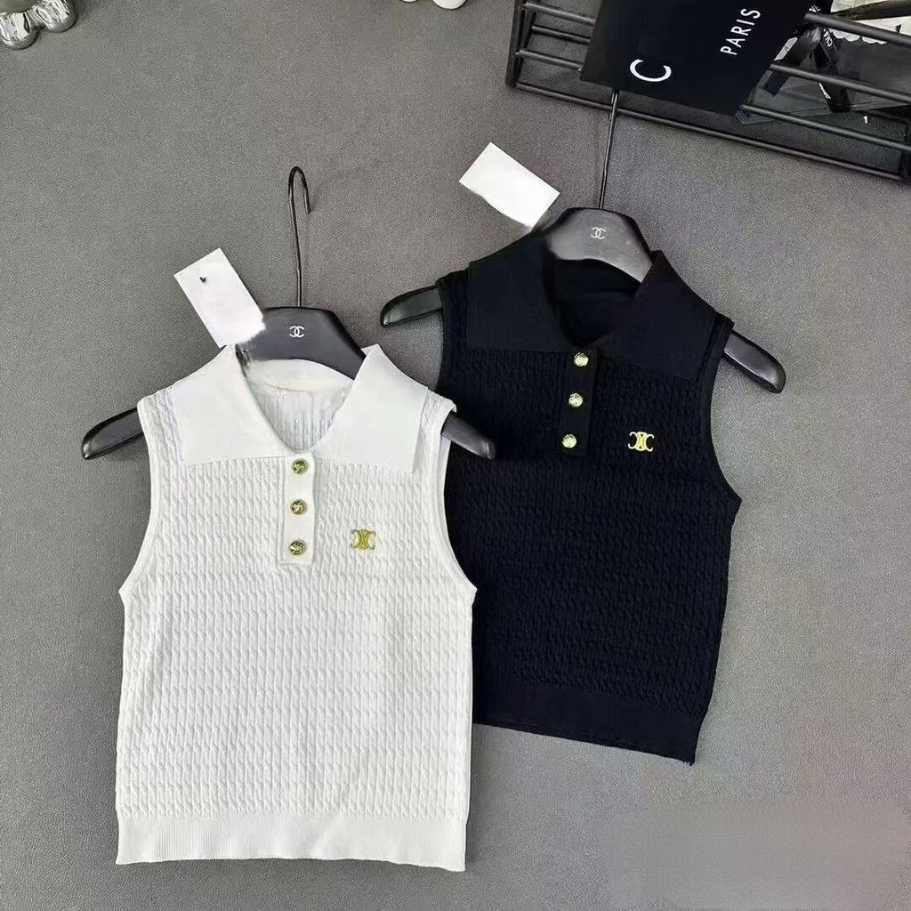 Áo vest Celine7502 dệt kim thêu sang trọng, form slim-fit