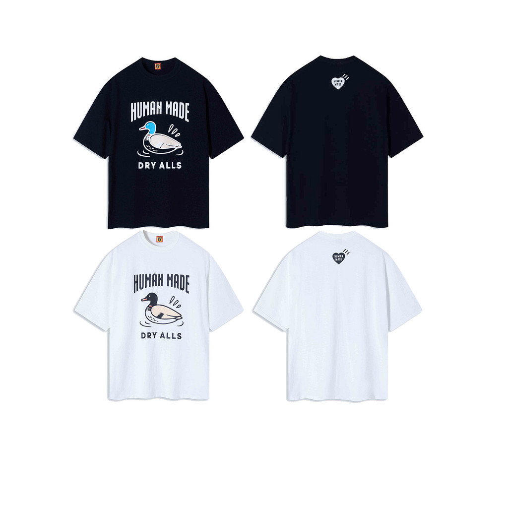 OOFH Human Vintage New Style Water Skiing Duck Pattern English Print Cylinder Bamboo Cotton Short Sl