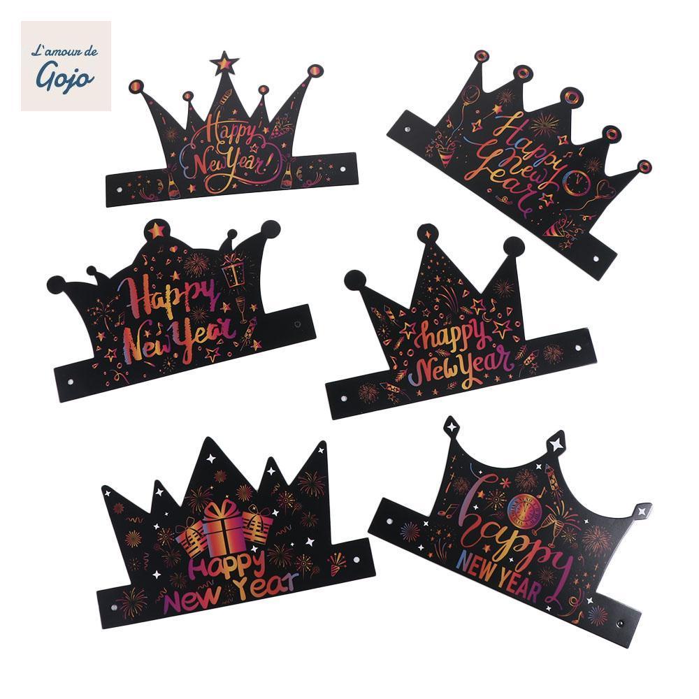 GOJO 12 Chiếc Mũ Vương Miện Đảng, Mũ Giấy Hoạt Hình Màu Năm Mới, Quà Tặng Trẻ Em Lễ Hội Phước Lành T