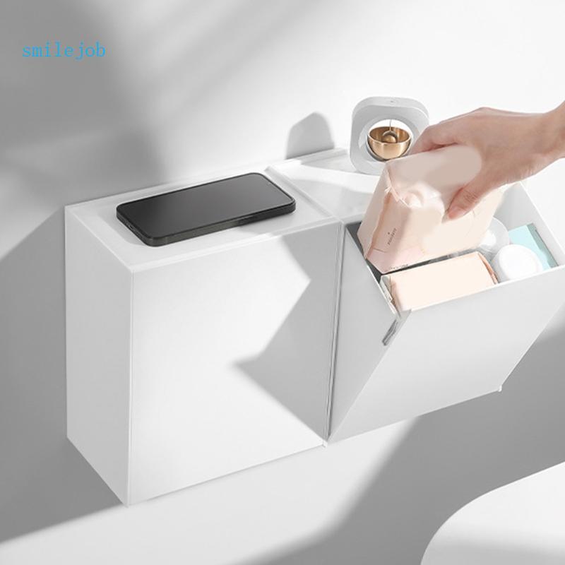 [smile *] Hộp lưu trữ treo tường tiết kiệm không gian Thiết kế nắp lật Phụ kiện di động cho đồ dùng 