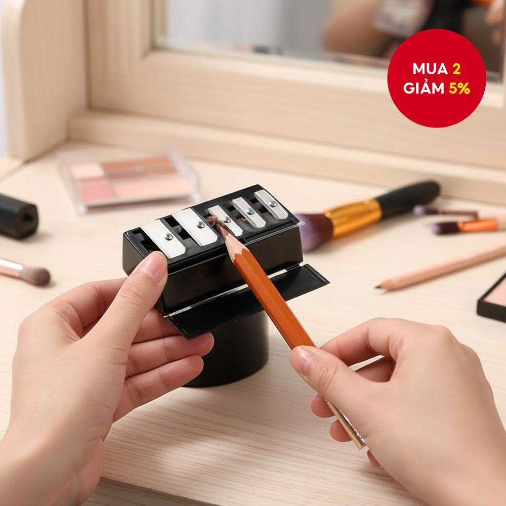 Dụng cụ gọt bút chì thủ công nắp nhựa 5 lỗ cho trang điểm, gọt kẻ mắt đầu nhọn dài.