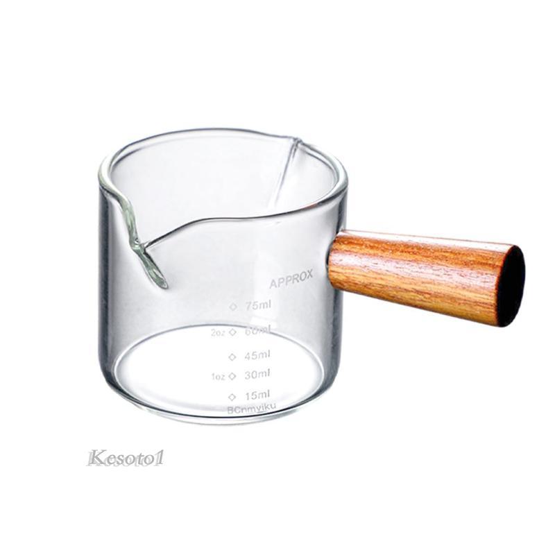 Tay cầm bằng gỗ sữa thủy tinh có cân Jigger Ounce Cup Coffeware Measure-Mug
