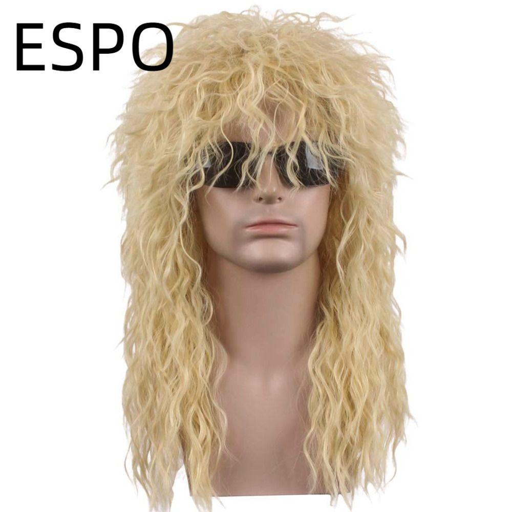 ESPO Tóc Giả Cosplay Rockstar cho Halloween, Phù Hợp với Style Punk và Âm Nhạc Decade 70s-80s