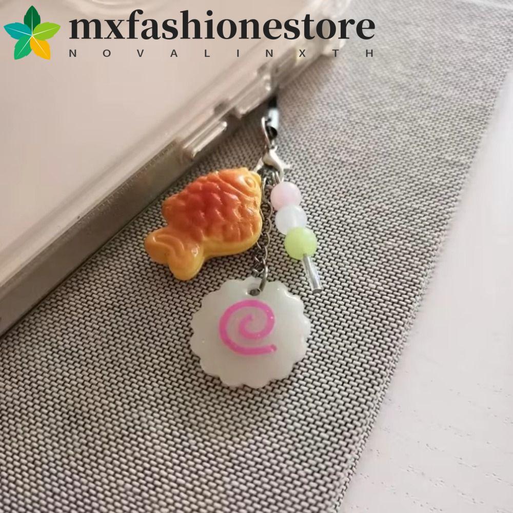 MXFA Bánh Cá Móc Khóa, Túi Móc Khóa Thực Phẩm Đường Phố Mặt Dây Chuyền Taiyaki, Dây Điện Thoại Túi N