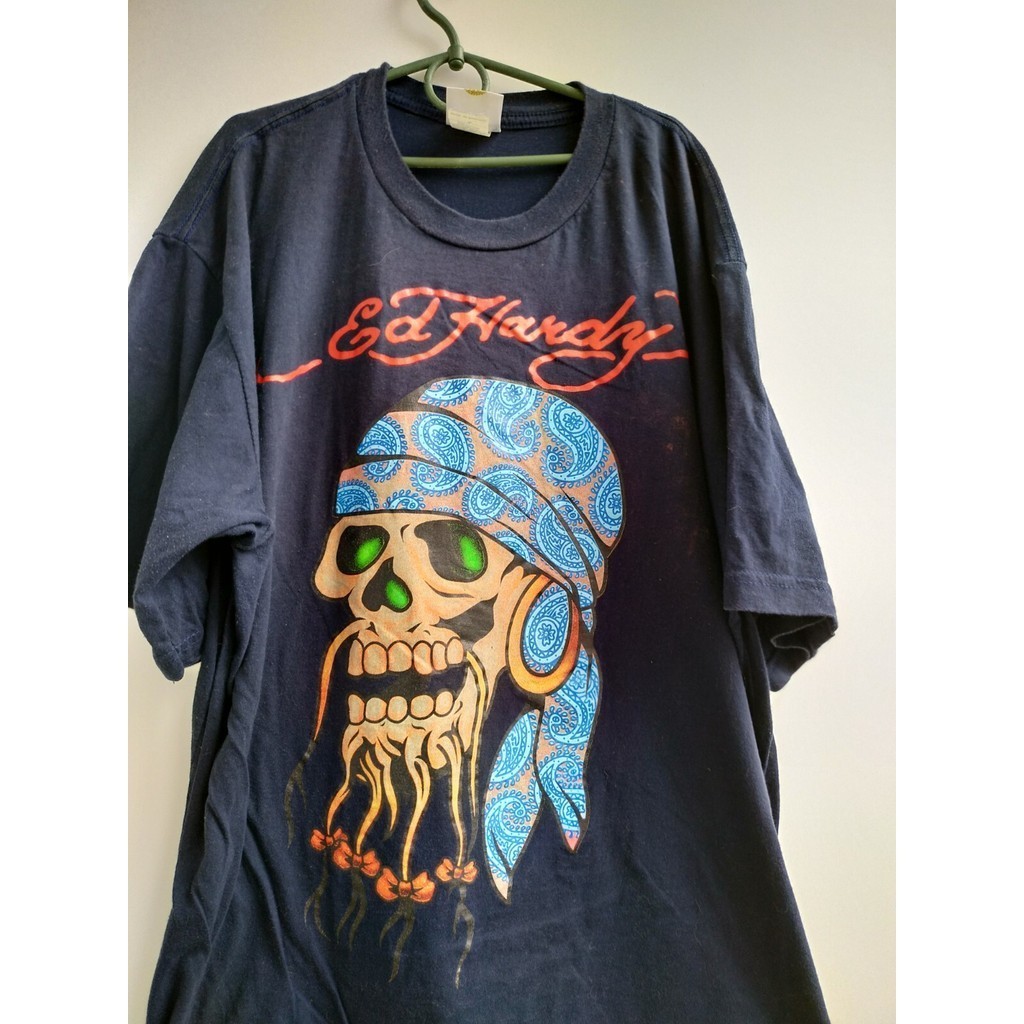Áo Thun Dài Tay Ed Hardy Cotton 100%, Thiết Kế Retro Thời Trang