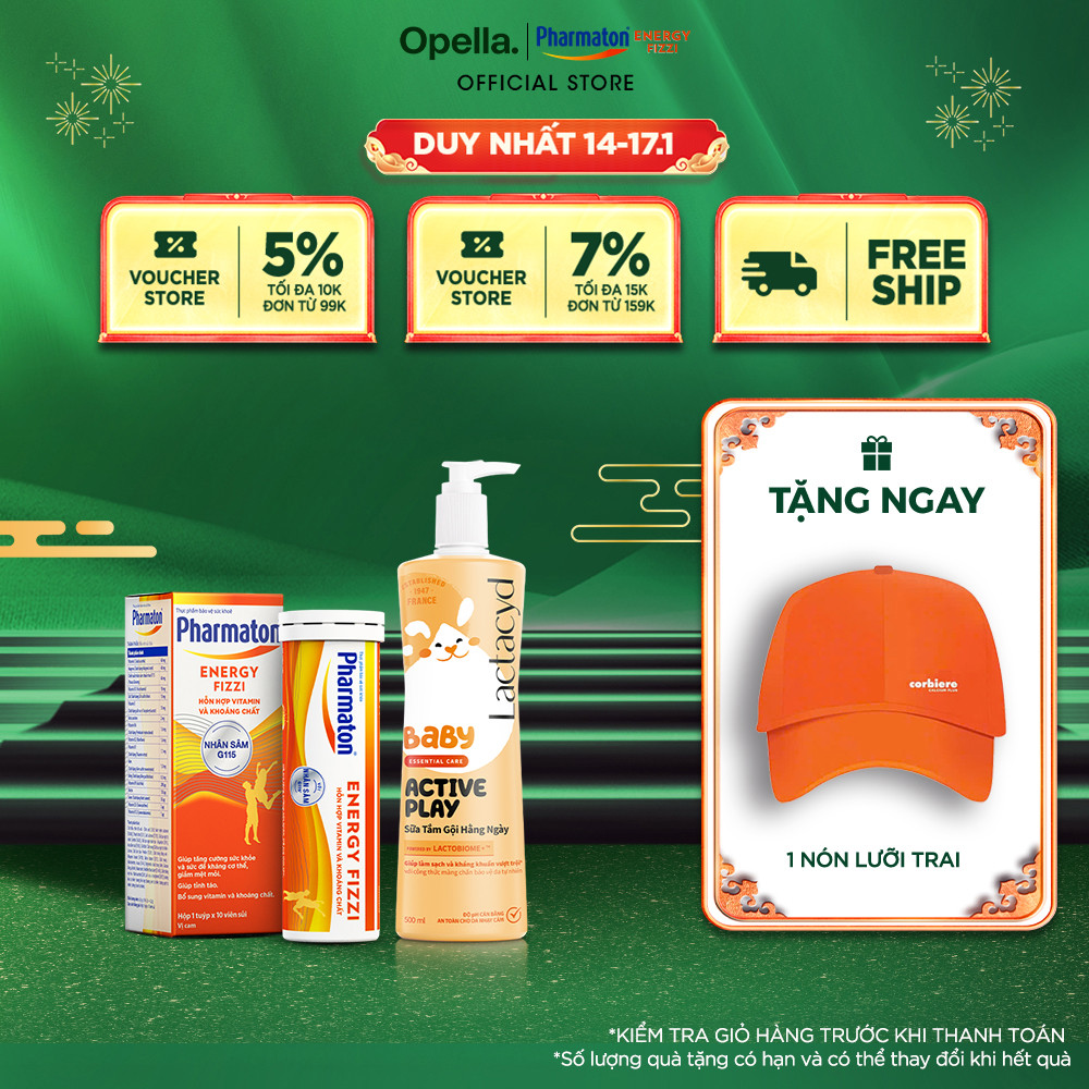 Bộ 1 Sữa Tắm Gội Hằng Ngày Cho Bé Lactacyd Baby Active Play 500ml + 1 Thực phẩm bảo vệ sức khỏe Phar