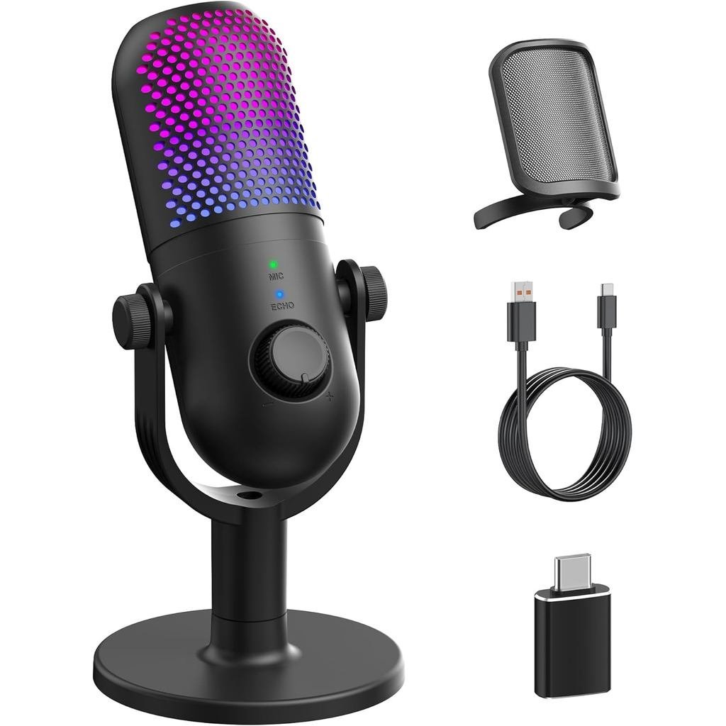 Micro USB để chơi game trên PC: Micro ngưng tụ RGB cho game thủ có Mic đứng - Mic ghi âm cho máy tín