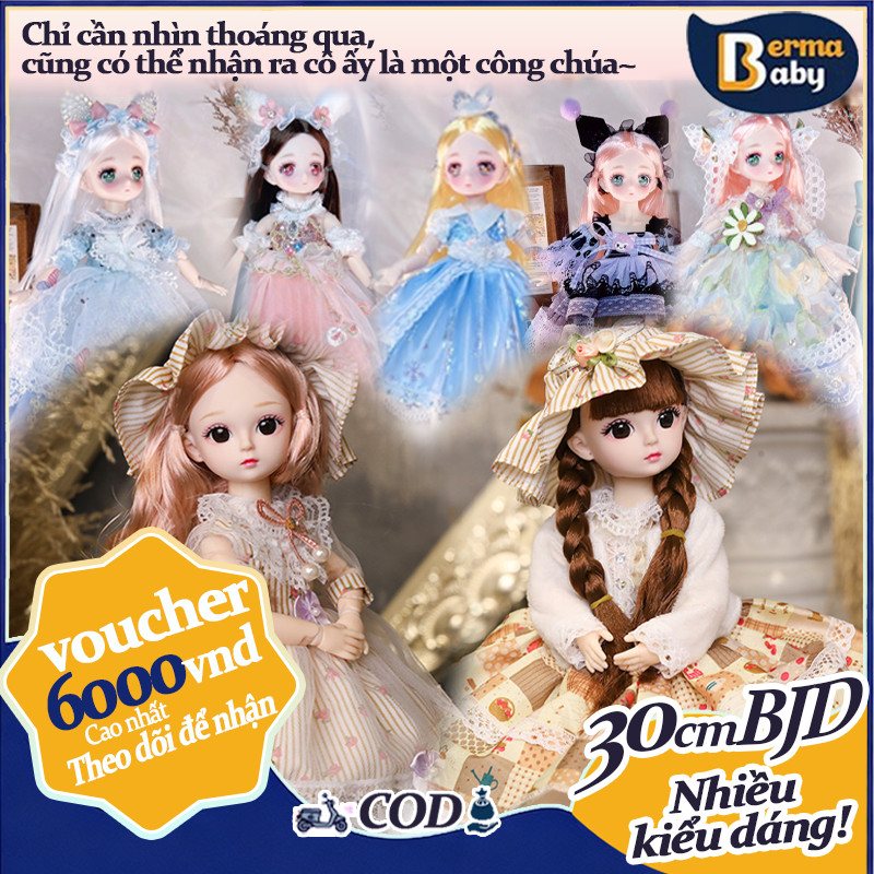Búp Bê 30cm Mới BJD Mặt Anime Dễ Thương Có Khớp Cử Động Linh Hoạt Cho Bé Gái Quà tặng ngày Valentine