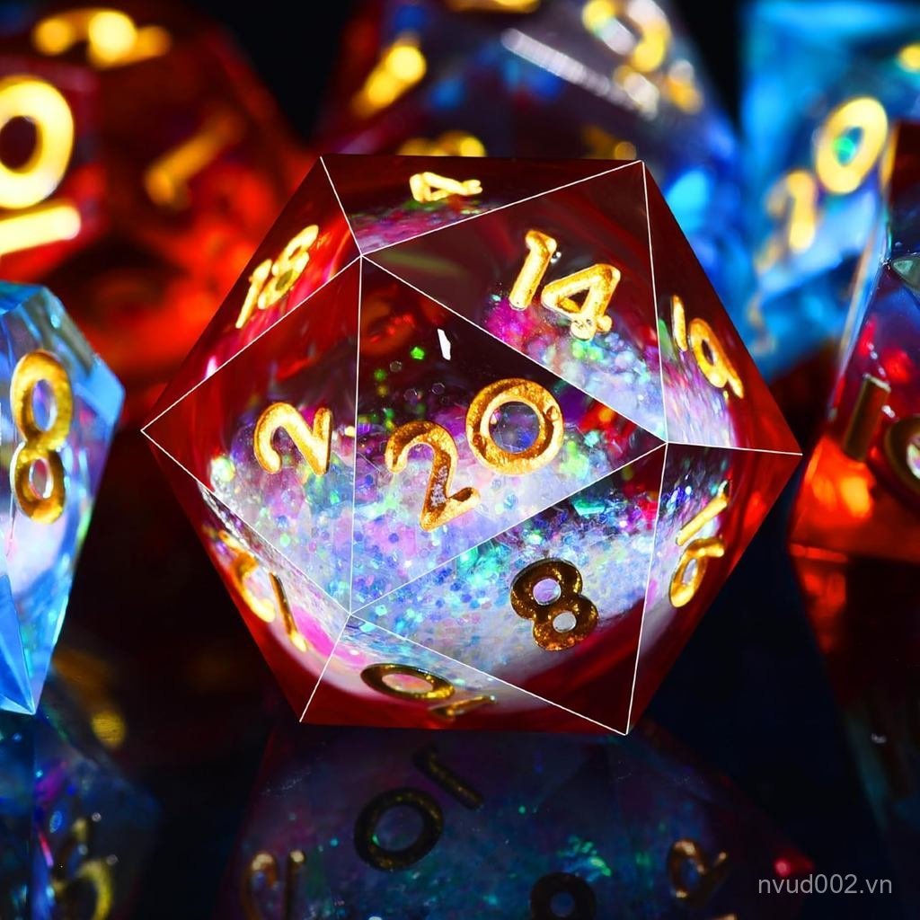 AUSTOR Core Resin DND Dice Sharp Edge Polyhedral Dice 7Die DND Dice Set Quicksand Handmade Resin Xúc