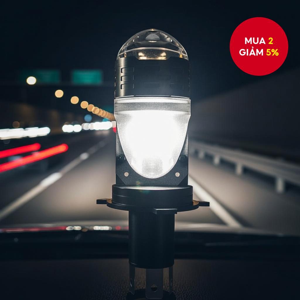 H4 Bi LED Projector Lens Đèn Pha Ô Tô Mini Lens Bóng Đèn Cao Thấp 6000K Thích Ứng Cắm & Chạy