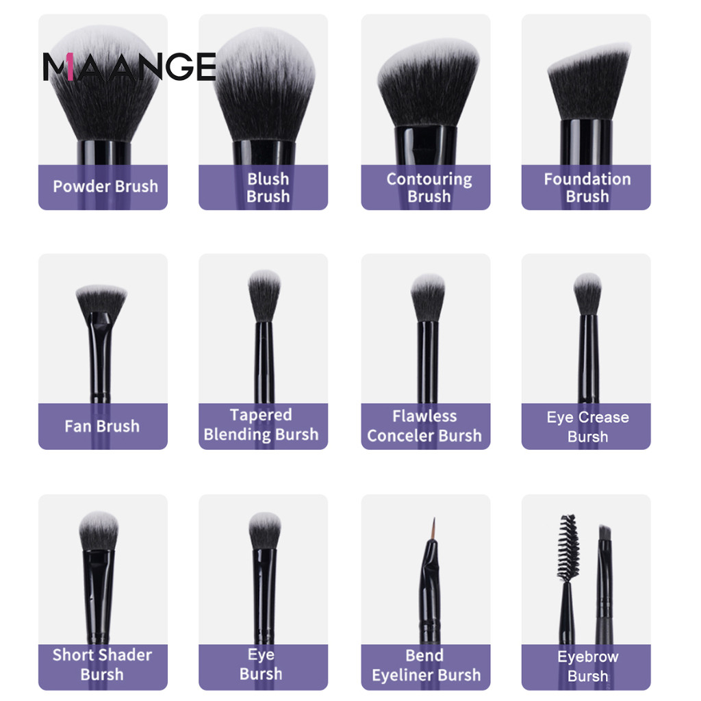 Bộ cọ trang điểm cao cấp 12 món MAANGE, dụng cụ làm đẹp chuyên nghiệp có túi đựng cọ 51367 | BigBuy360 - bigbuy360.vn