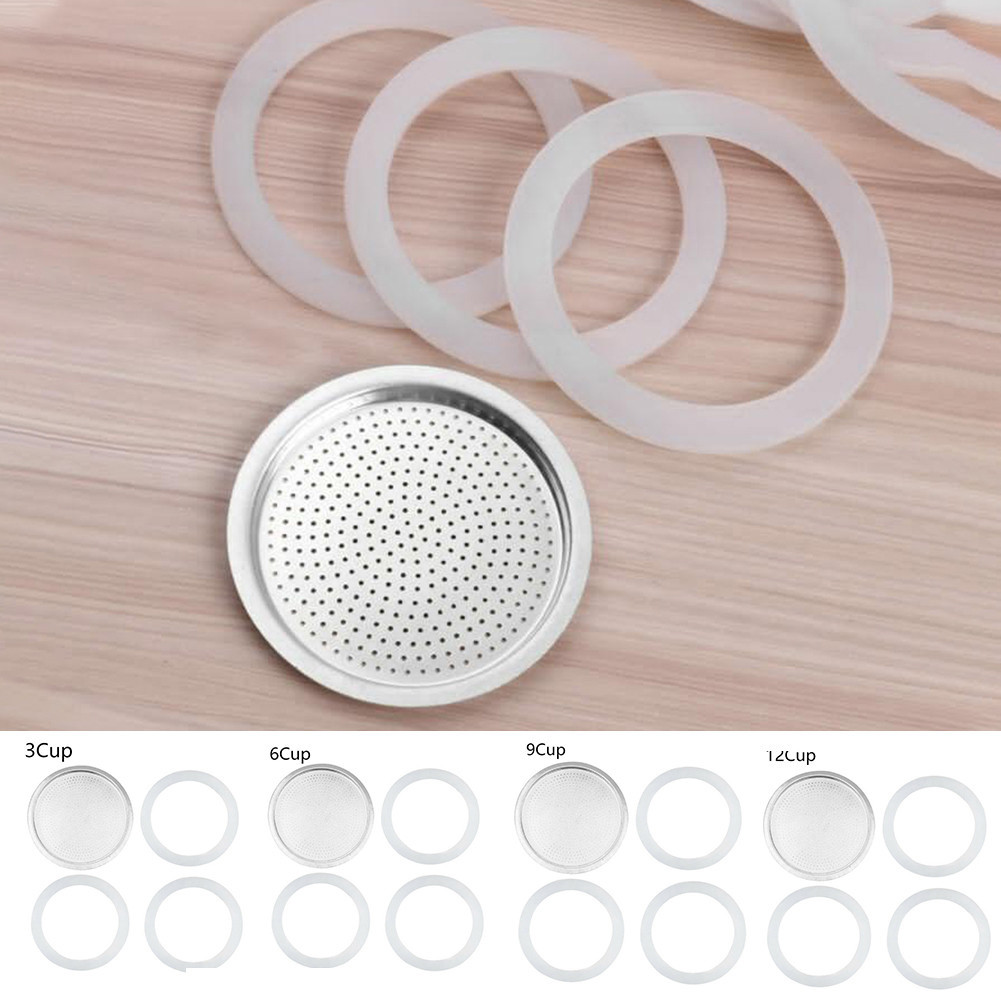 LUCKY~3 Silicone Seals And 1 Aluminum Filter For Espresso Pot Moka Pot Accessories cXnTsm FQHKIx#Rea