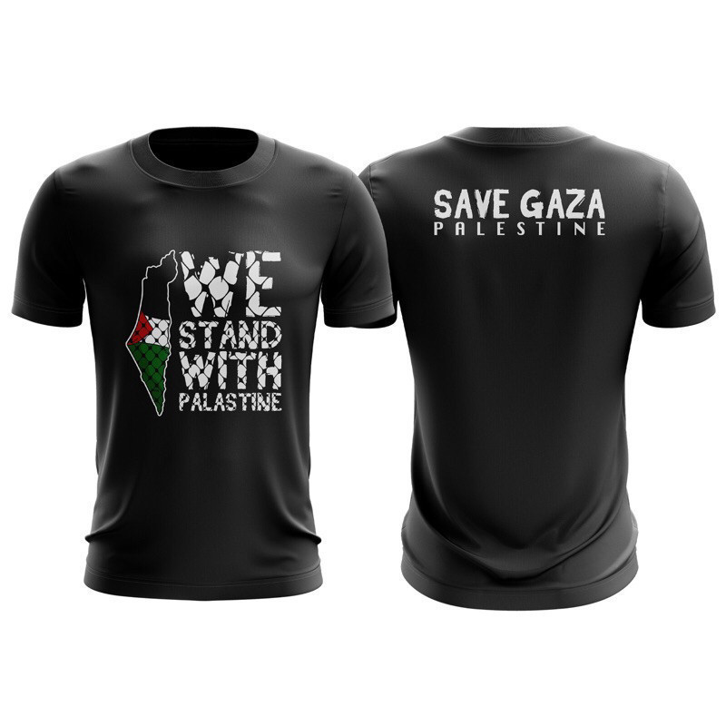 BRIGADE Fashion HAMAS AL-QAM Save Palestine Free Palestine Áo thun Microfiber Jersey [UNK] Baju Pale