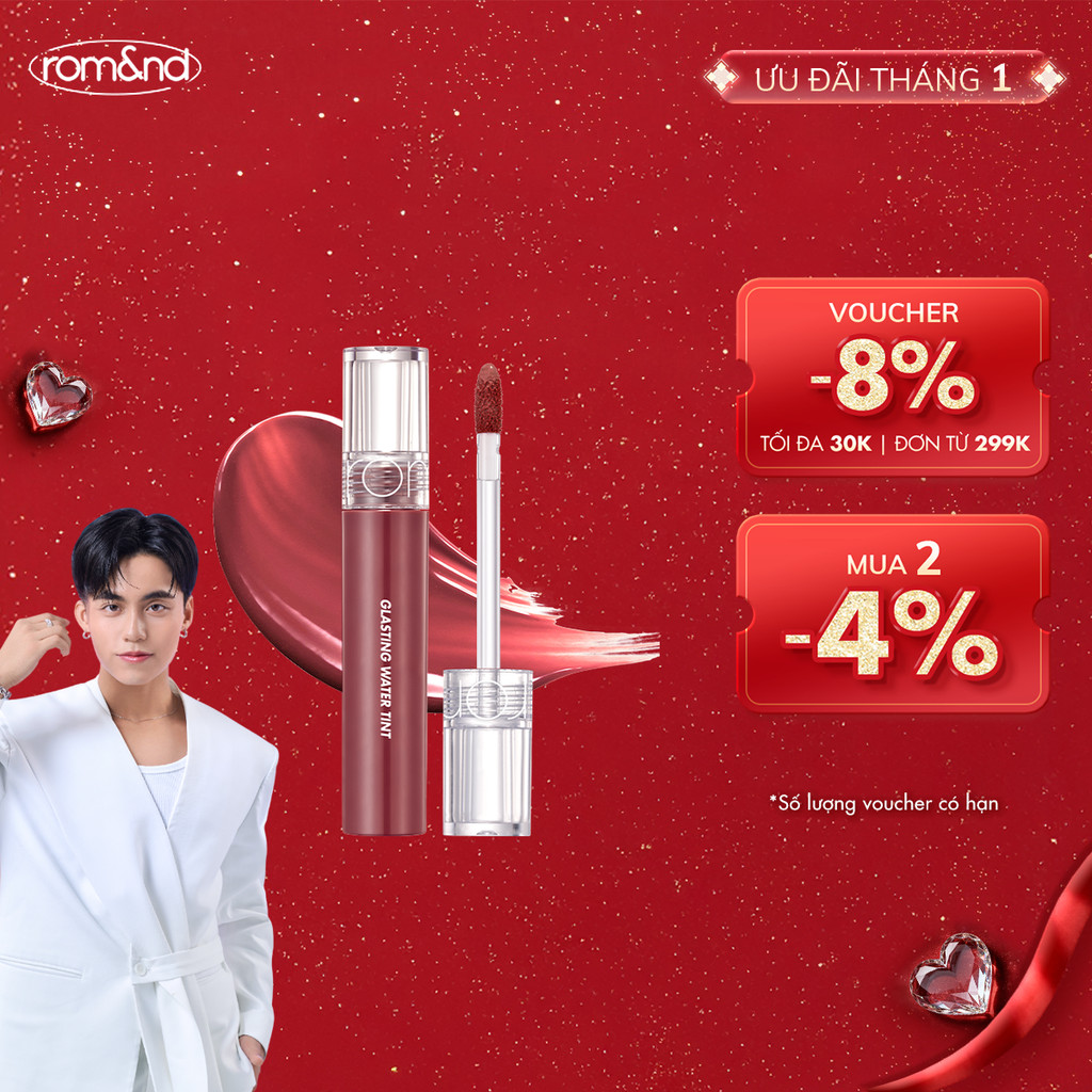 [Rom&nd] [Màu 14-17] Son tint nước siêu lì lâu trôi Hàn Quốc Romand Glasting Water Tint 4g