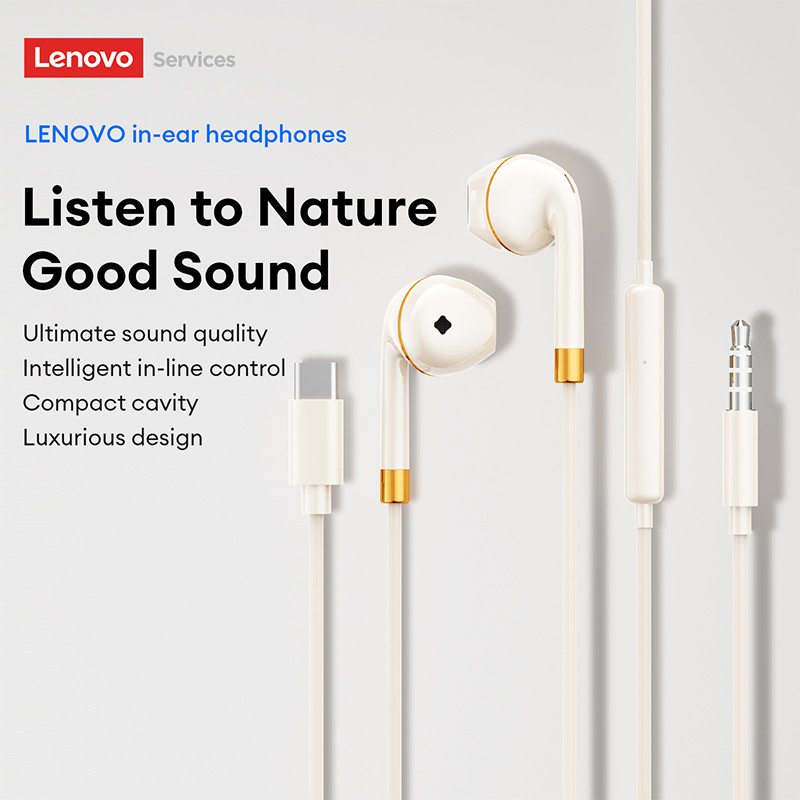 Tai nghe có dây Lenovo YF36 và tai nghe bán trong tai có phích cắm loại C 3,5 mm cộng với âm thanh nổi HiFi | BigBuy360 - bigbuy360.vn