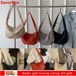 Túi đeo chéo SAVORBOX, Túi đeo vai bằng vải nhẹ, Túi đựng bánh bao màu trơn đơn giản của Hàn Quốc