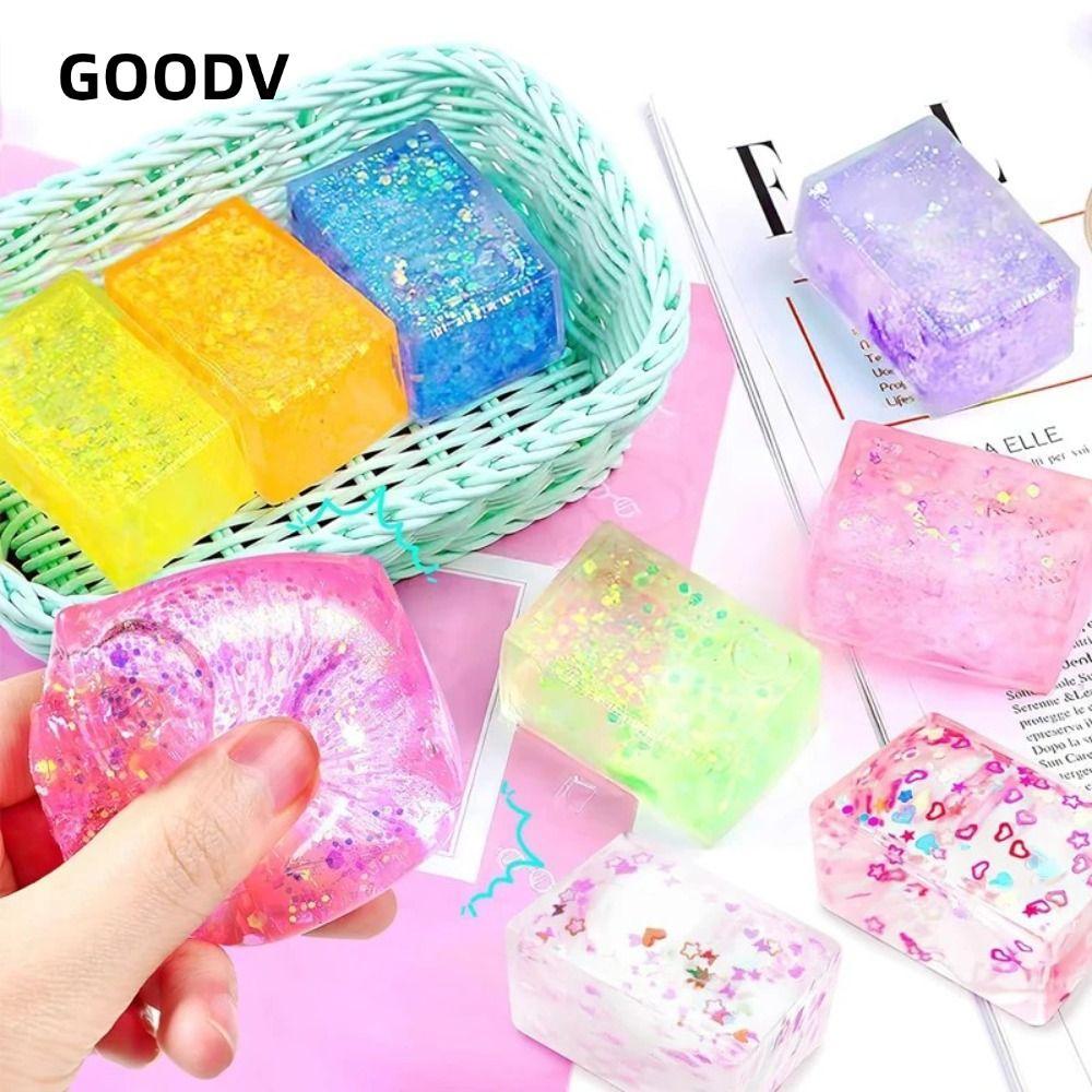 GOODV Long lanh Squishy Cube, Giải nén Gel tăng chậm, Đường Malt sáng tạo Kết cấu mềm Squishy Ice Cu