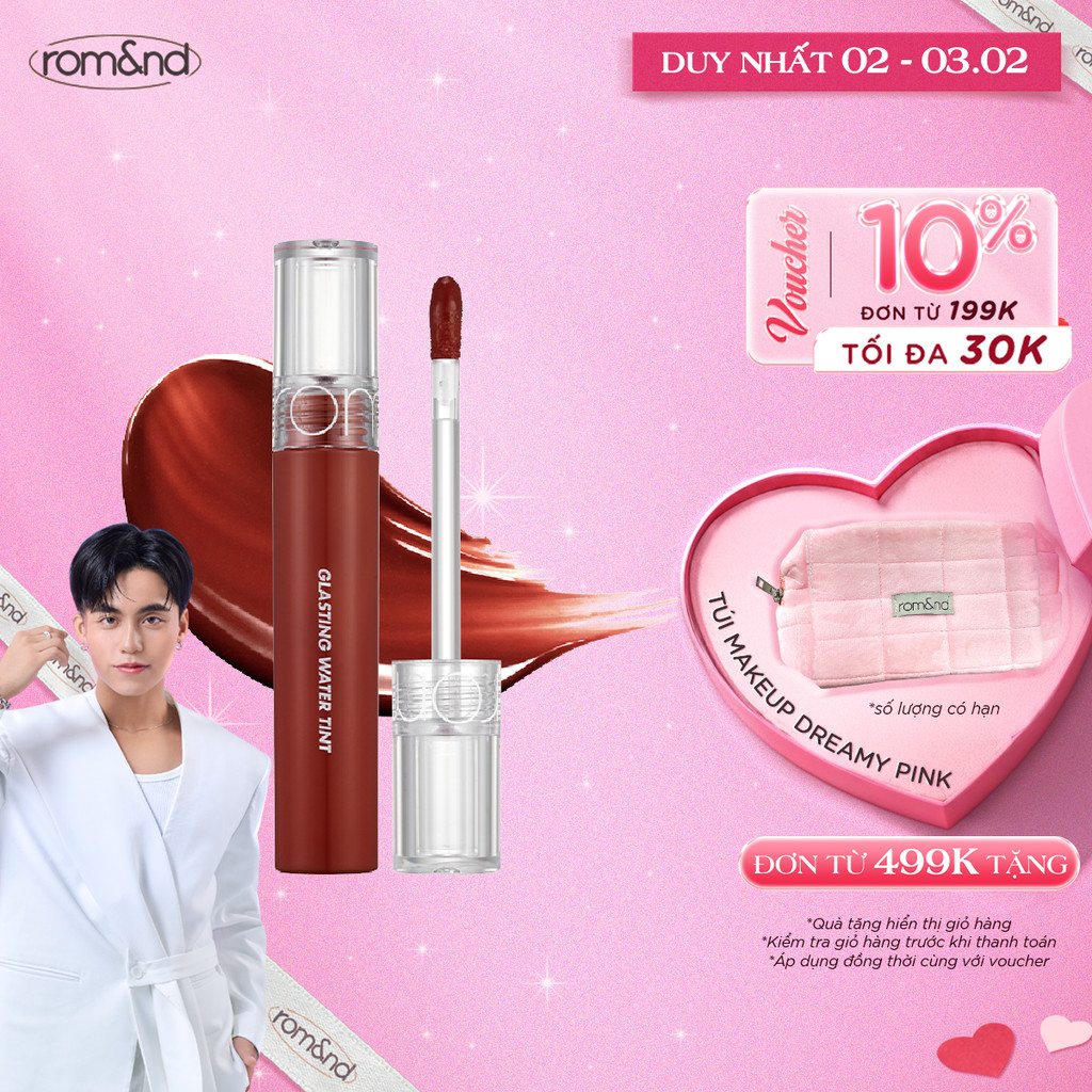 [Rom&nd] Son tint nước siêu lì, lâu trôi Hàn Quốc Romand Glasting Water Tint 4g