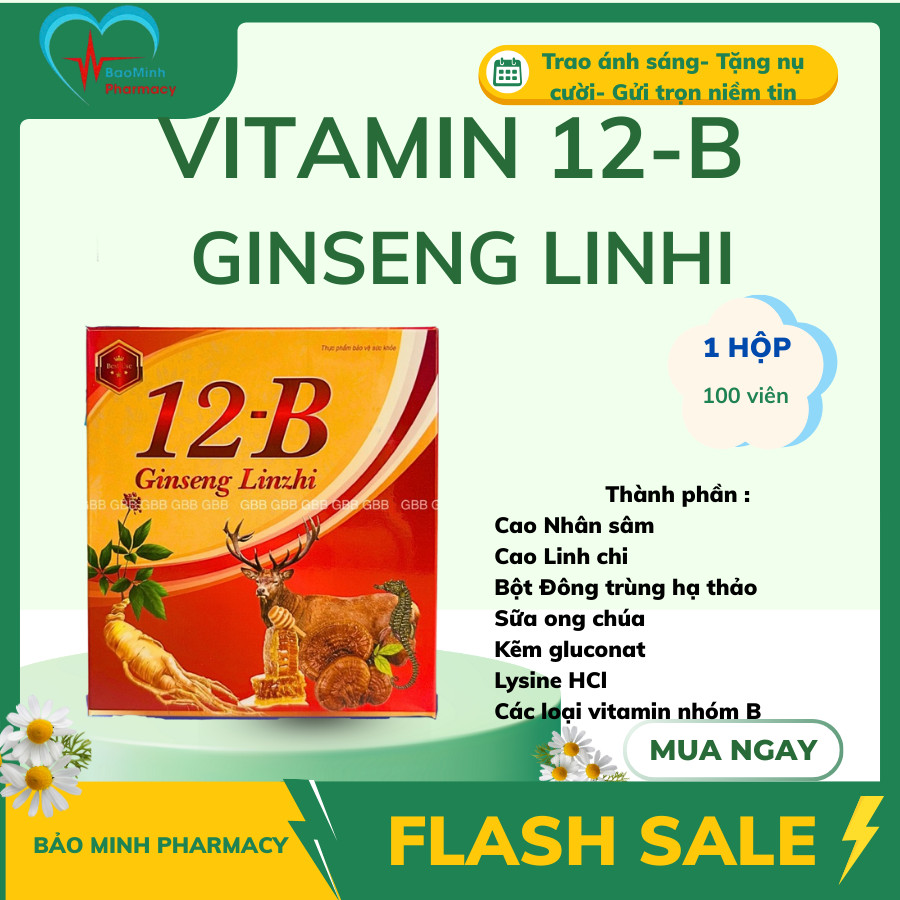 Vitamin tổng hợp 12B GINSENG tăng sức đề kháng, bồi bổ cơ thể- Hộp 100 viên