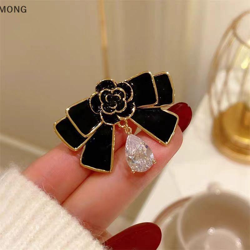 [MONG] Camellia Nơ Trâm Bla Oil-drip Kim Loại Mourning Corsage Pin Pháp Túi Thanh Lịch Quần Áo Khăn 