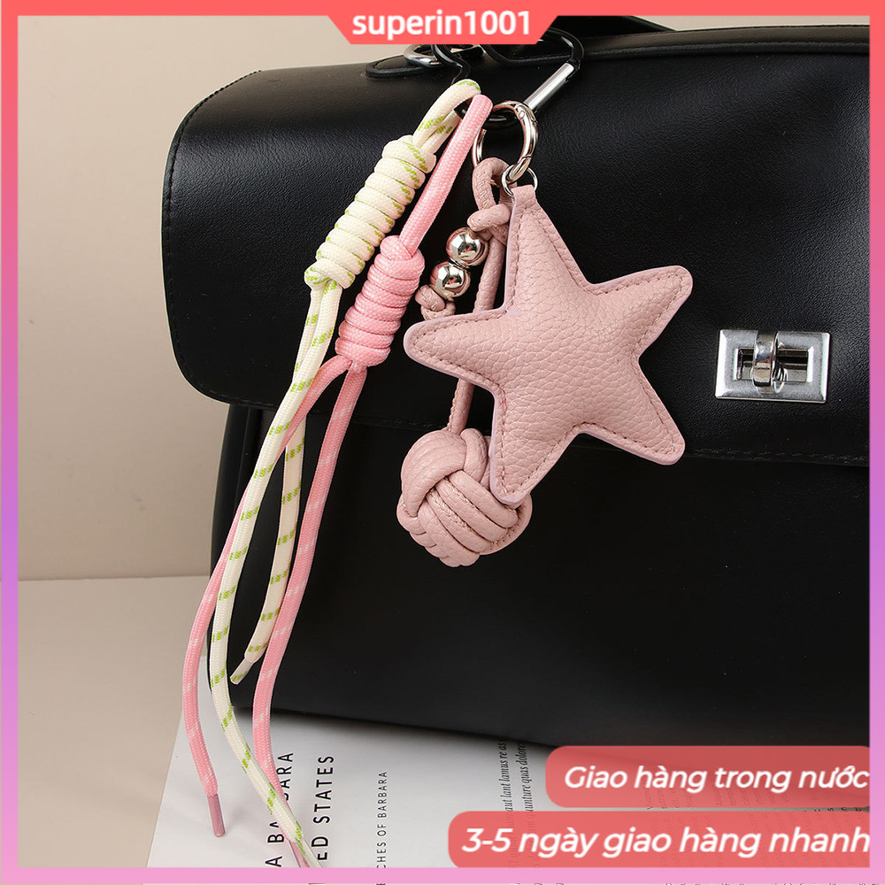Da Ngôi Sao Medela Handmade Dây Thắt Nút Móc Khóa Mặt Dây Chuyền Ngôi Sao Năm Cánh Charm