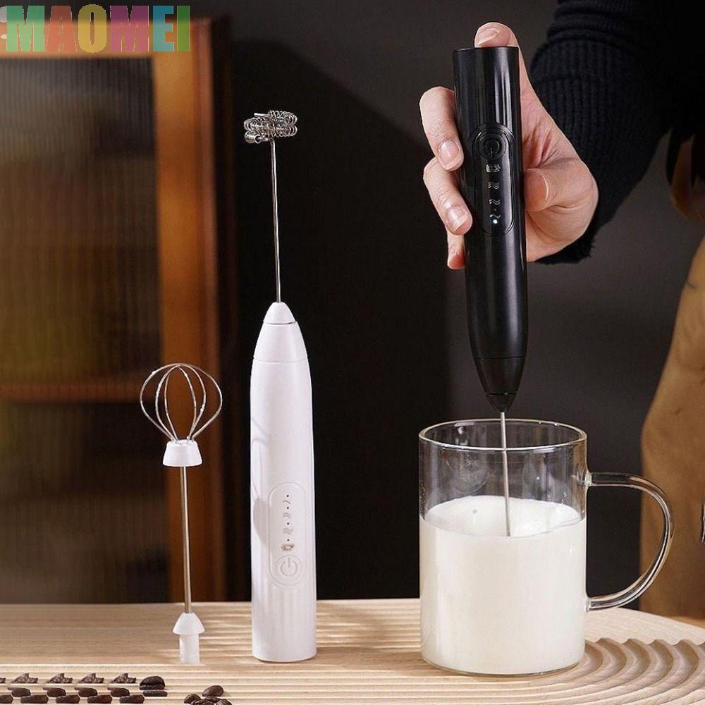 MAOMEI Máy tạo bọt sữa điện MAOMEI, Máy tạo bọt sữa điện 2 trong 1 có thể sạc lại USB, Đầu thay thế cầm tay cầm tay Máy đánh cà phê không dây Sử dụng tại nhà