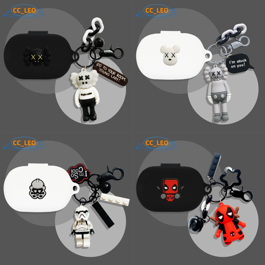 for QCY Crossky R50 Case Silicone Soft Case Cartoon Metal Pendant Cute Doraemon Keychain Suitable fo