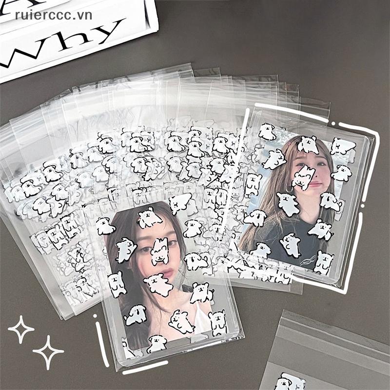 # ruierccc # 50 CÁI Túi đựng đồ tự dính trong suốt Phim hoạt hình dễ thương cho chó Photocard Holder