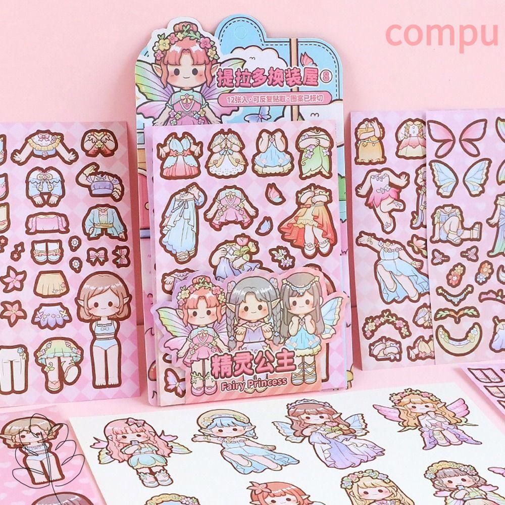 COMPU Thay Quần Áo Trò Chơi Dán, Papper Nhiều Màu Bé Gái Trang Điểm Dán Trang Trí, Sáng Tạo Giảm Căn