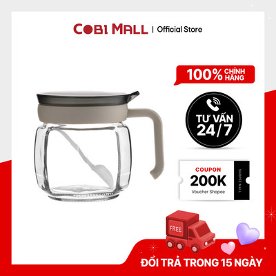 Hũ thủy tinh đựng gia vị có thanh gạt kèm muỗng dung tích 420ml