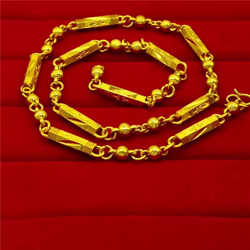 Vòng cổ vàng giả mạ vàng 18K Trang sức mạ vàng Dây chuyền vàng giả Nam Tik Tok Live Thổ cẩm Vòng cổ 