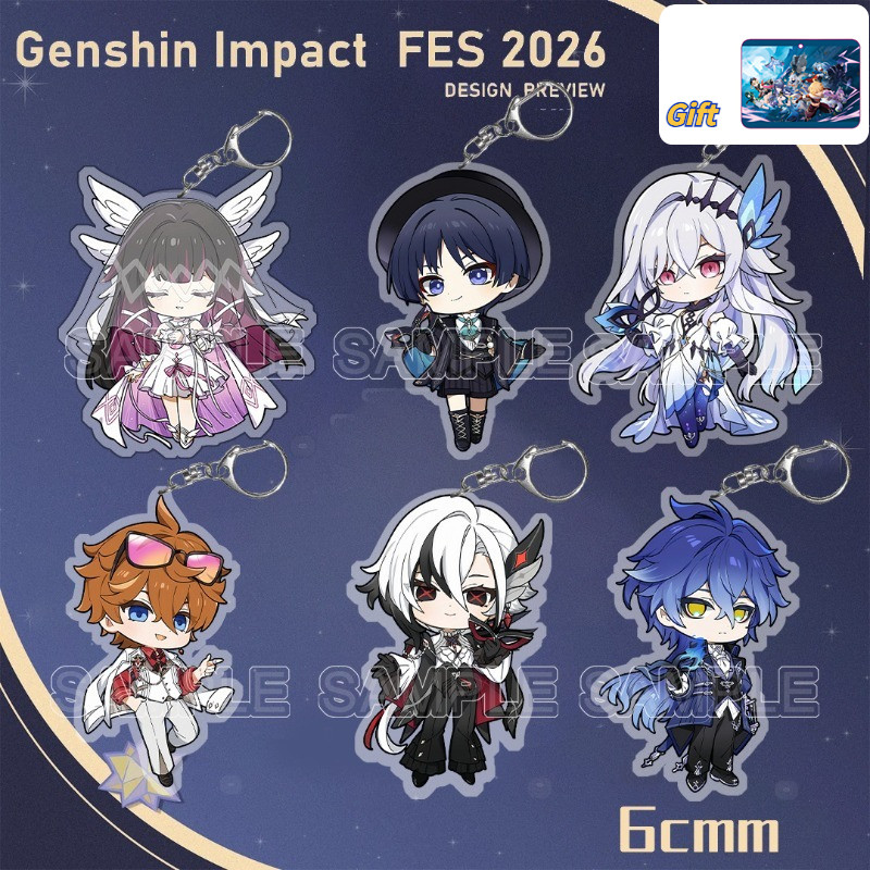 Genshin Impact FES 2026 Acrylic Figure Keychain 6CM Columbina Skirk Tartaglia Flins Arlecchino