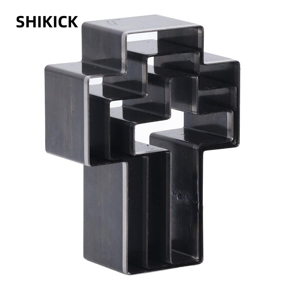 SHIKICK 3 Bộ khuôn cắt da, Đen Không viền thô Hình chữ thập Rỗng đục lỗ, Dụng cụ đục lỗ bằng da thủ 