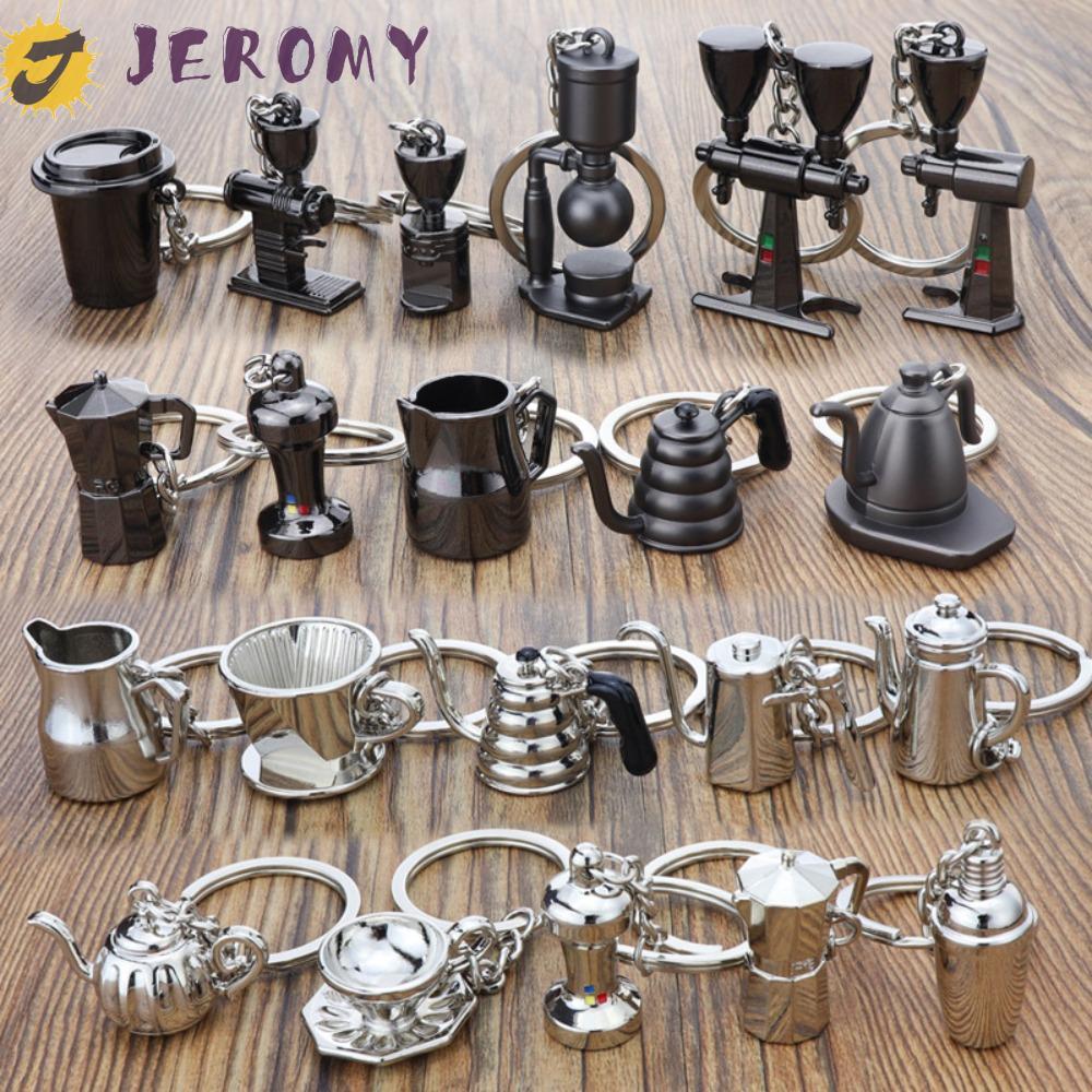 Móc khóa cà phê sáng tạo JEROMY 3D, Móc khóa tay cầm cà phê dễ thương bằng kim loại, Móc khóa Portaf