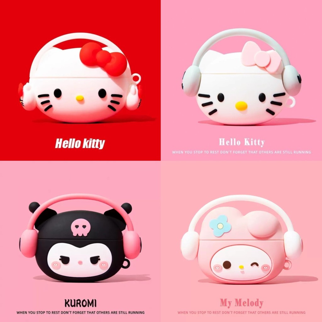 Dành Cho Airpods 1 2 3 4 Pro Pro 2 Pro 3 KT Kuromi Giai Điệu Nghe Nhạc Silicon Tai Nghe Phụ Kiện Bao