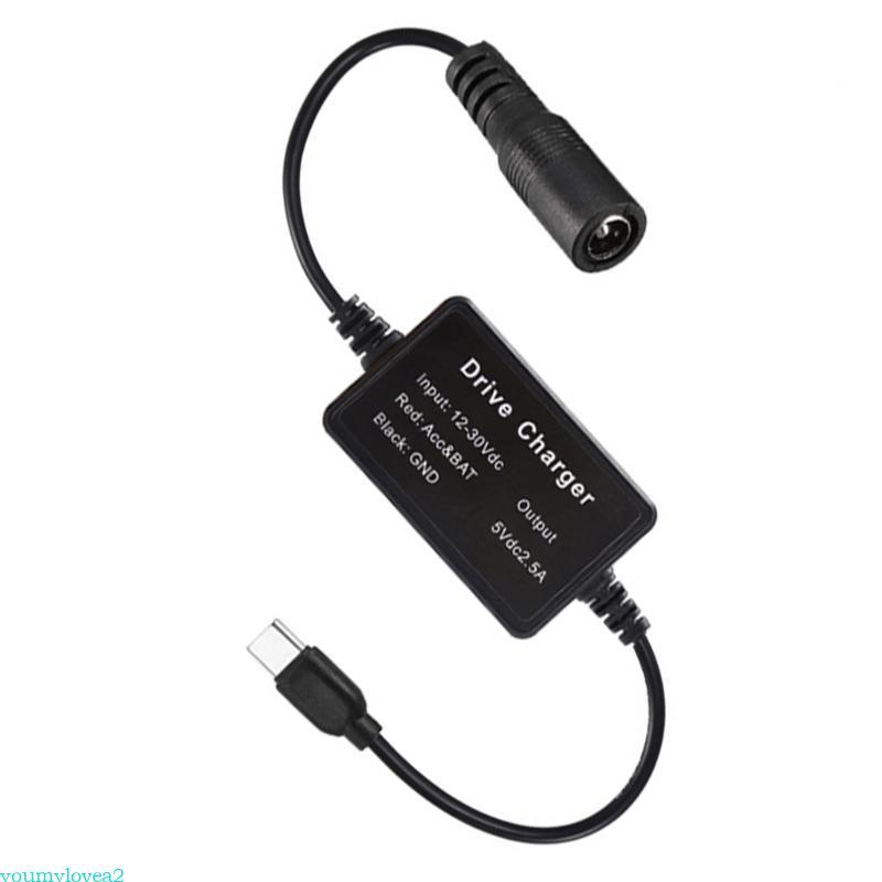 Yml3 Nhiều Điện Áp 9V 12V 24V DC5521 sang USB C Cáp Điện Ô Tô 9V 12V 24V Đầu Vào