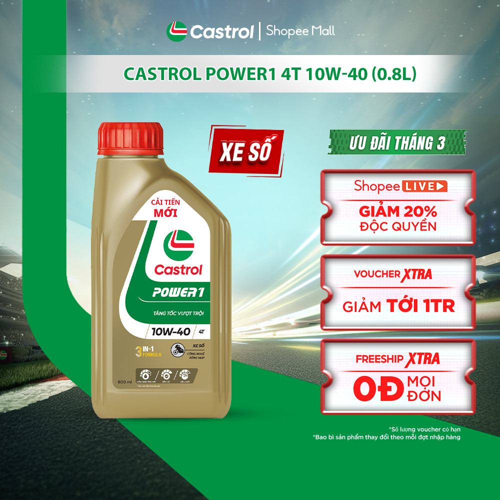 Dầu nhớt xe số Castrol POWER1 4T 10W-40 (0.8L)